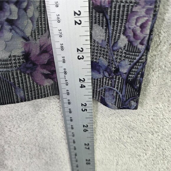 Womens Soho Apparel Gray & Purple Plaid Floral Blazer Polyester Blend Stretch M - Picture 5 of 7